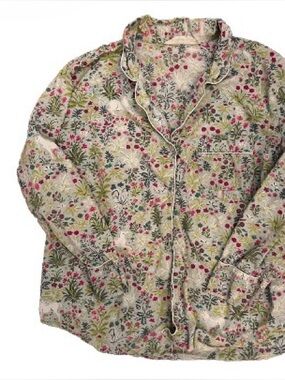 Printfresh Floral Button-Front Jacket in Cream, Pink & Green
